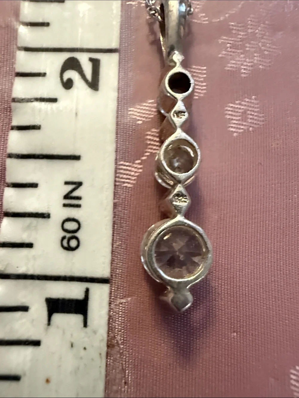 Sterling Silver Clear Crystal Drop Pendant Necklace